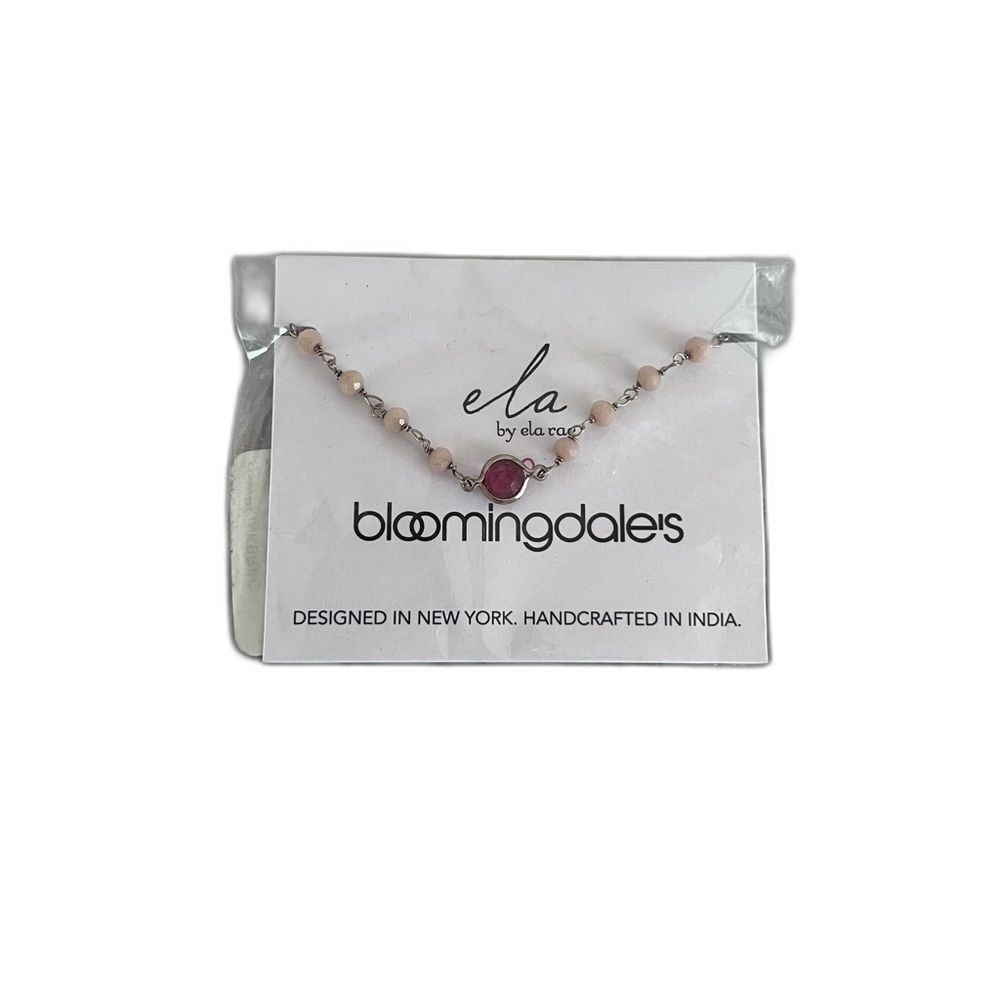 Ela by Ela Rae Pink Semi Precious Gemstone Bracelet Gold Dainty Stacking